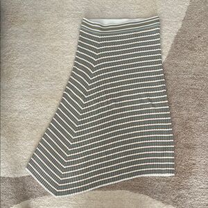 Club Monaco Asymmetrical Striped Skirt in Green and Cream